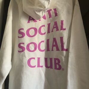 Anti Social Social Club White Hoodie with Black Text